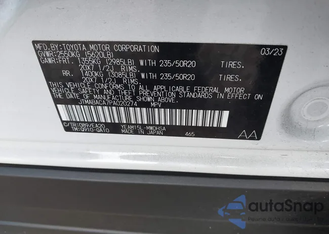 JTMABACA7PA020274: 40611481