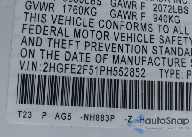 2HGFE2F51PH552852: 40611538