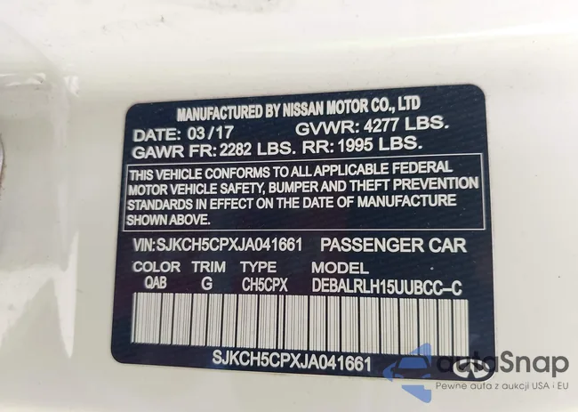 SJKCH5CPXJA041661: 40614515