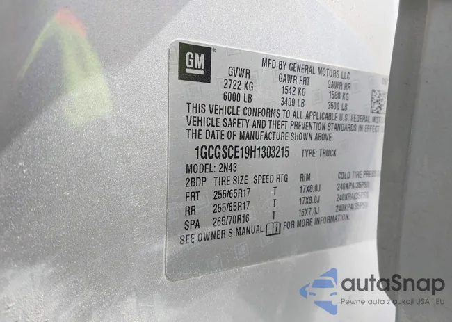 1GCGSCE19H1303215: 40614611