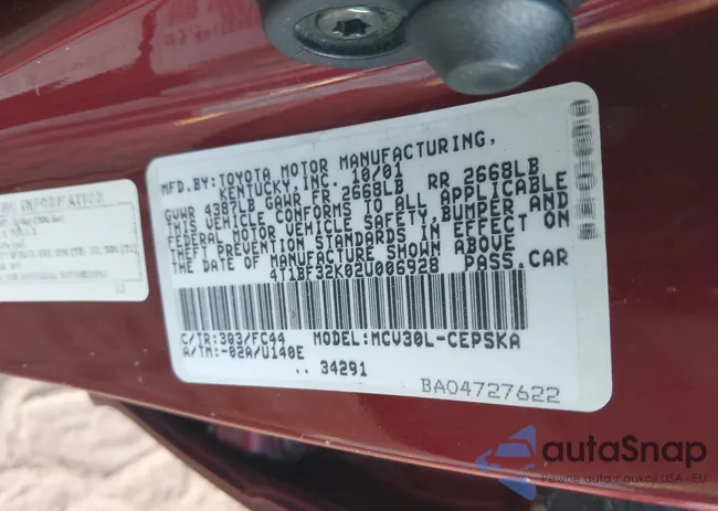 4T1BF32K02U006928: 40614020