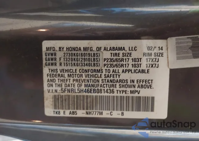 5FNRL5H46EB081436: 40616335