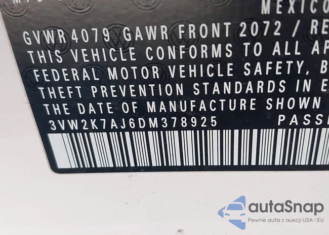 3VW2K7AJ6DM378925: 40617107