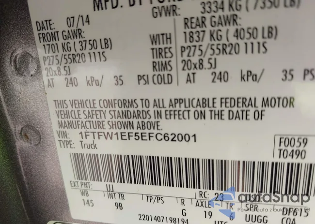 1FTFW1EF5EFC62001: 40619389