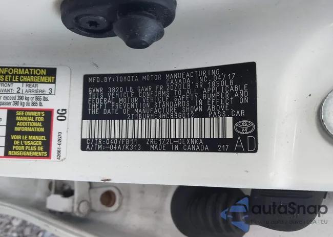 2T1BURHE9HC896012: 40621900