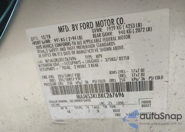 MAJ6S3KL8KC267696: 40623335