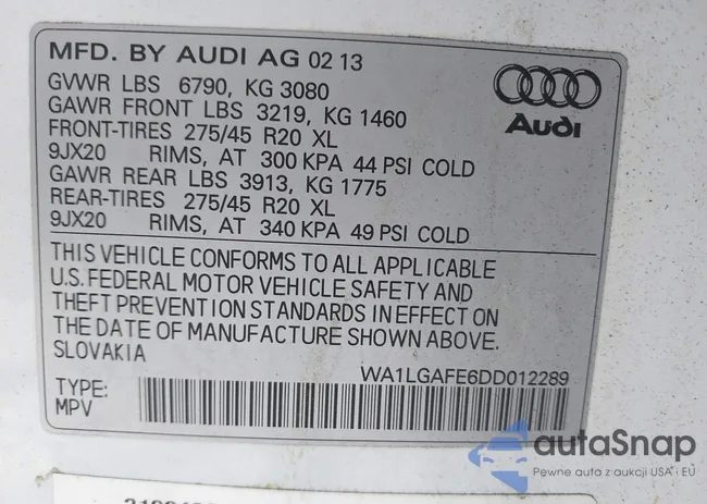 WA1LGAFE6DD012289: 40623804