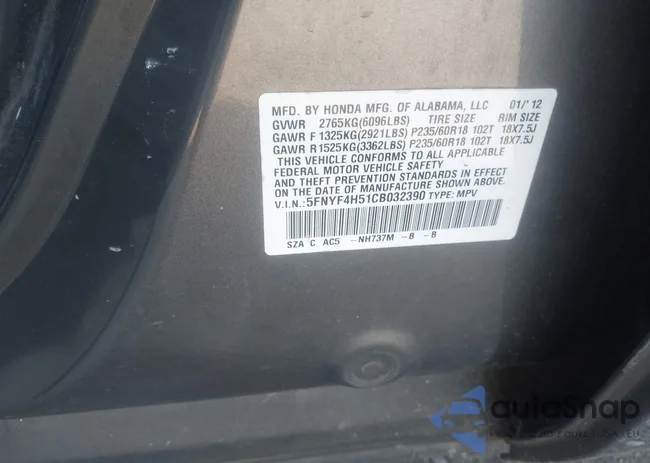 5FNYF4H51CB032390: 40626505