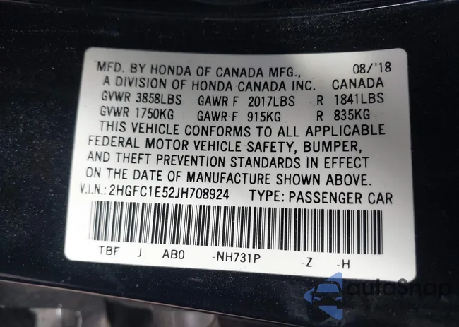 2HGFC1E52JH708924: 40628139