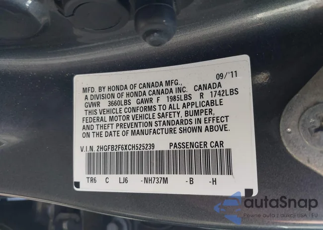 2HGFB2F6XCH525239: 40630021