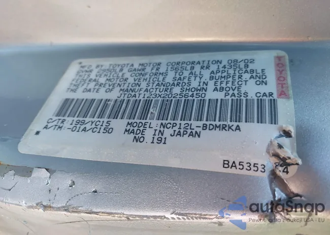 JTDAT123X20256450: 40631715