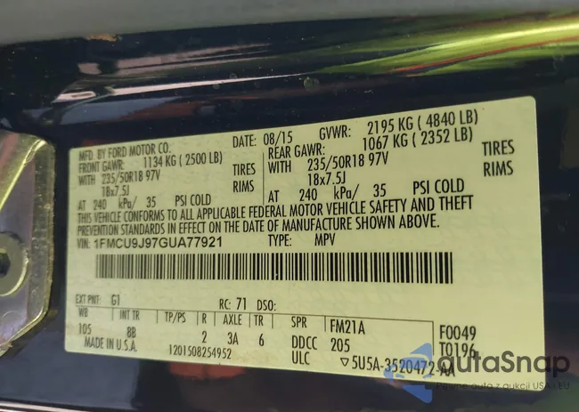 1FMCU9J97GUA77921: 40633486