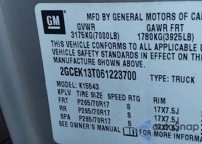 2GCEK13T061223700: 40632931