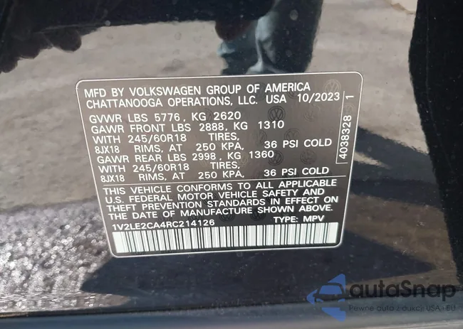 1V2LE2CA4RC214126: 40634512