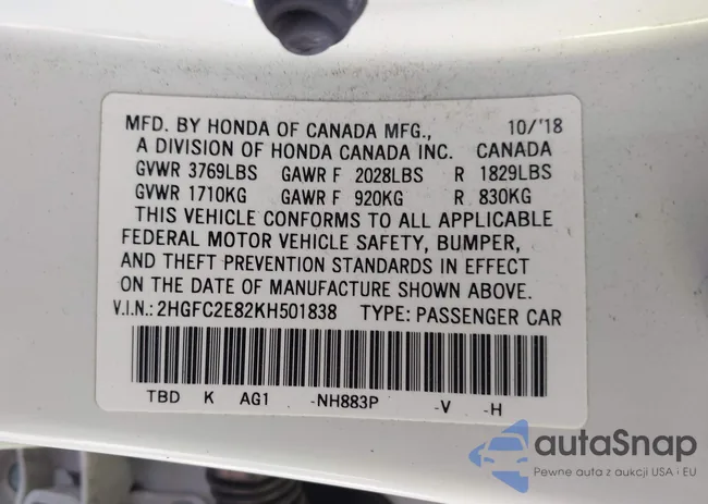 2HGFC2E82KH501838: 40636650