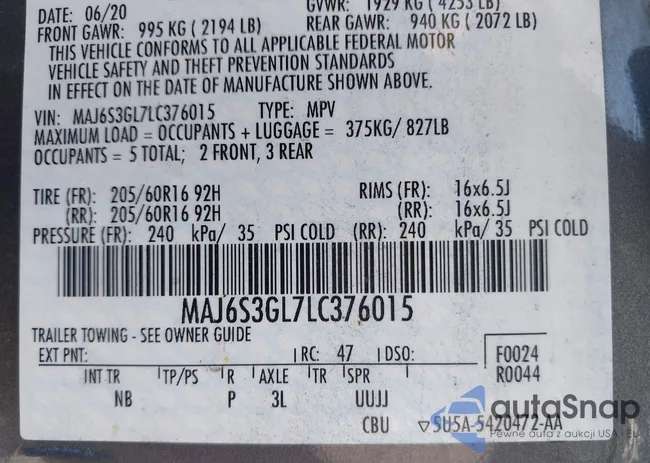 MAJ6S3GL7LC376015: 40639361