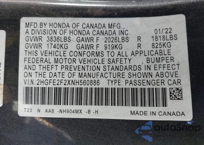 2HGFE2F2XNH560886: 40640747