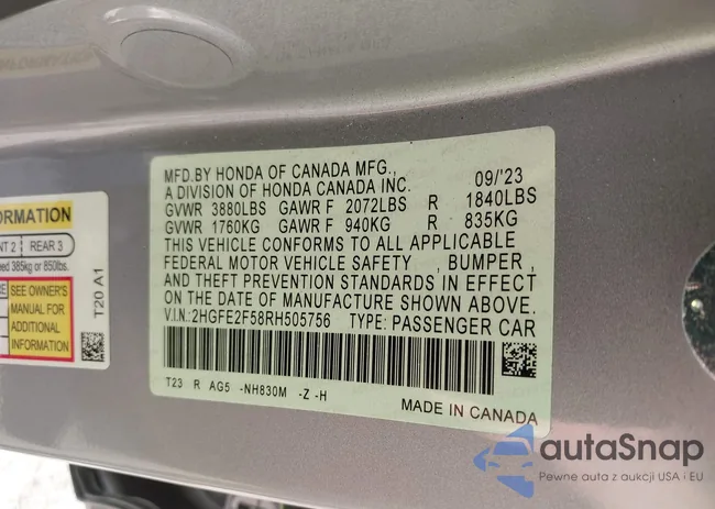 2HGFE2F58RH505756: 40649345