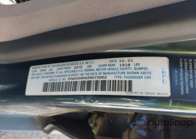 3VWSK69MX2M073952: 40651589