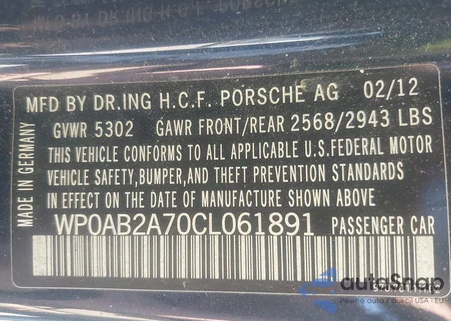 WP0AB2A70CL061891: 40654647