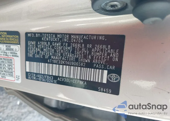 4T1BE32K14U906582: 40658373