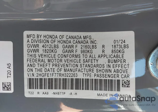 2HGFE1F77RH322263: 40657859