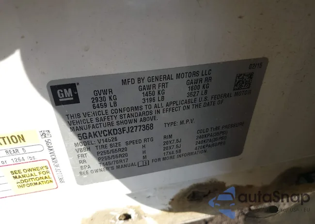 5GAKVCKD3FJ277368: 40659038