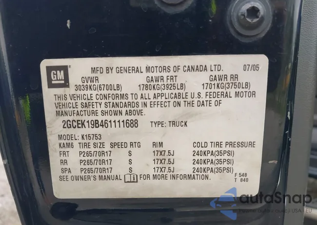 2GCEK19B461111688: 40661522