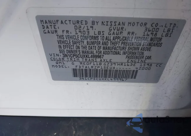 3N1CP5CUXKL499967: 40661986