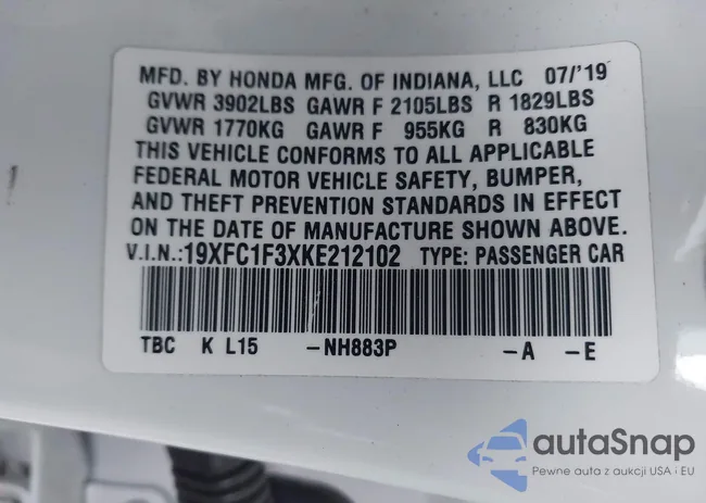 19XFC1F3XKE212102: 40663193