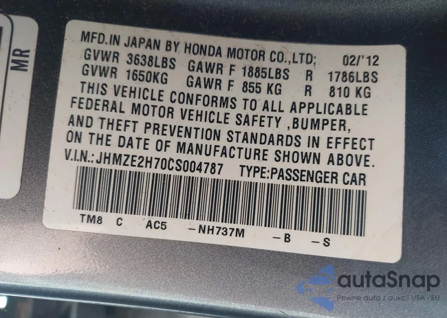 JHMZE2H70CS004787: 40668475