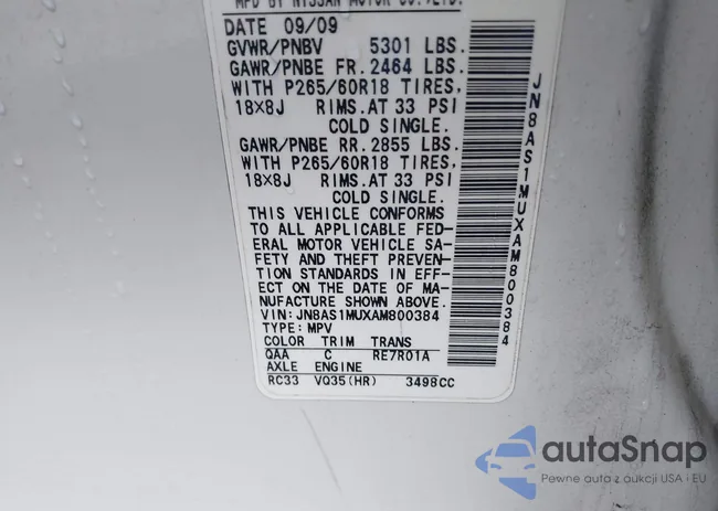 JN8AS1MUXAM800384: 40668100