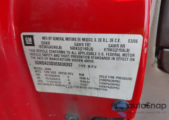 3GNDA23D36S636297: 40674080