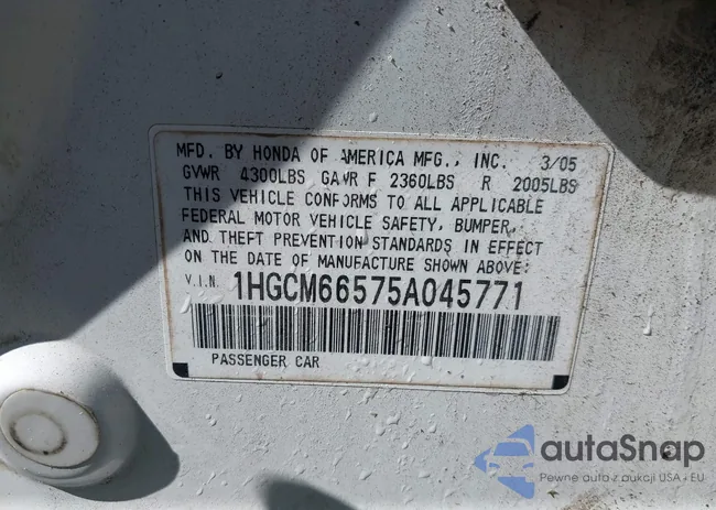 1HGCM66575A045771: 40678946