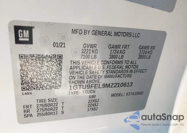 1GTU9FEL9MZ210613: 40684513