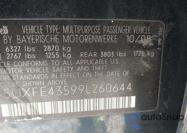5UXFE43599L260644: 40688377