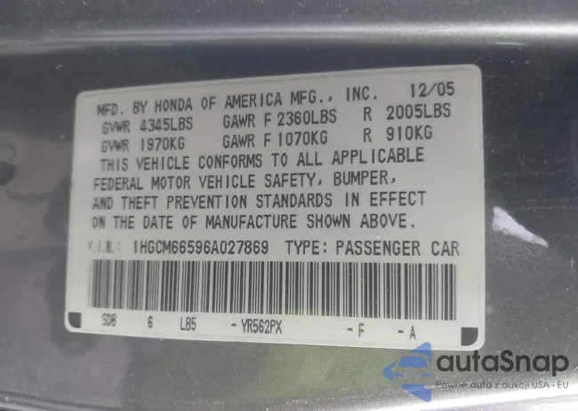 1HGCM66596A027869: 40687851