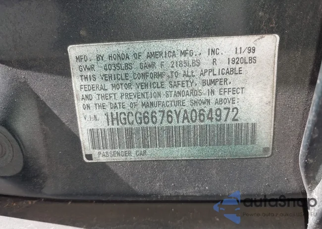 1HGCG6676YA064972: 40688902