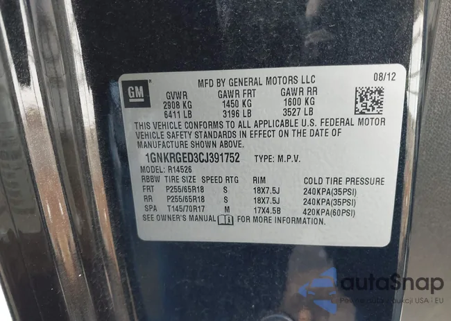 1GNKRGED3CJ391752: 40689822