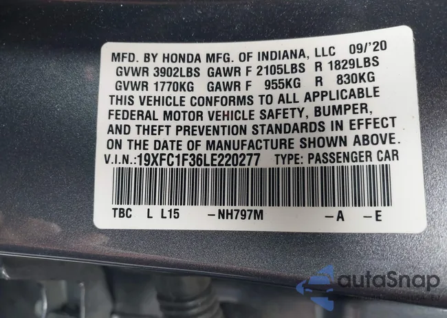 19XFC1F36LE220277: 40689898