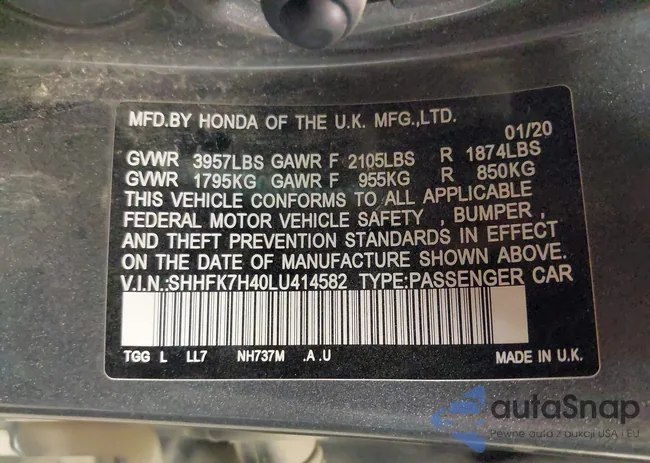 SHHFK7H40LU414582: 40691099