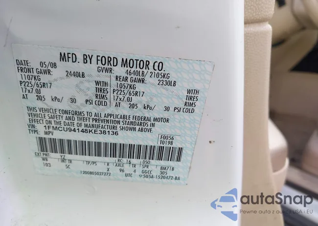 1FMCU94148KE38136: 40690683