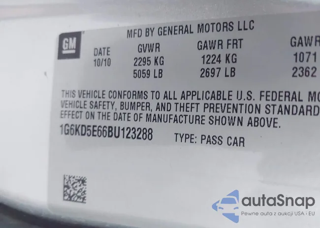 1G6KD5E66BU123288: 40690726