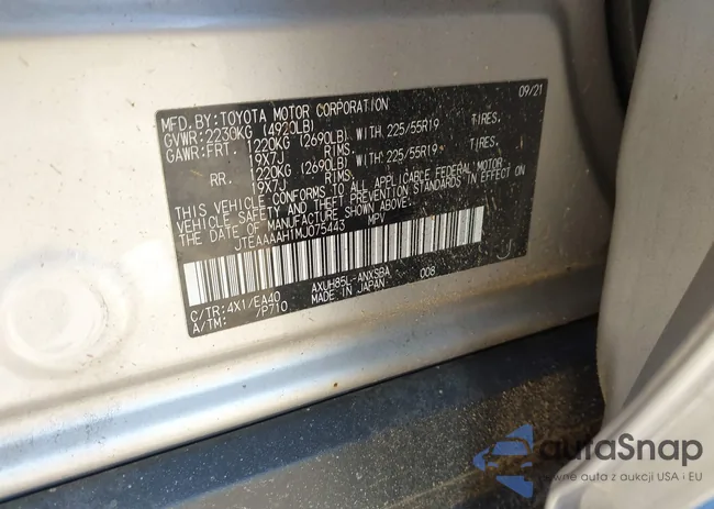 JTEAAAAH1MJ075443: 40692624