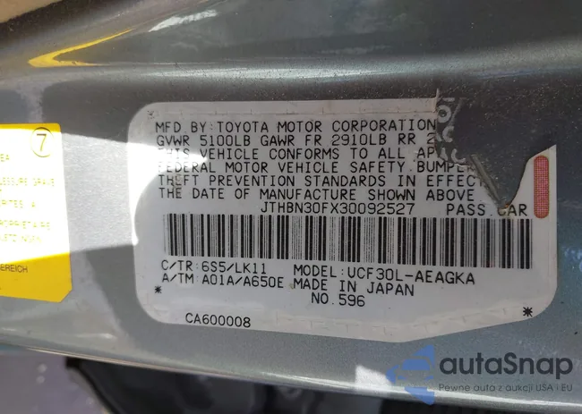 JTHBN30FX30092527: 40695080