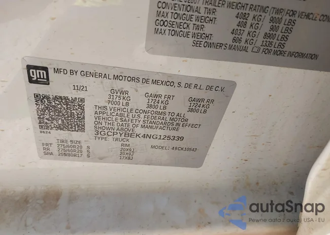 3GCPYBEK4NG125339: 40696072