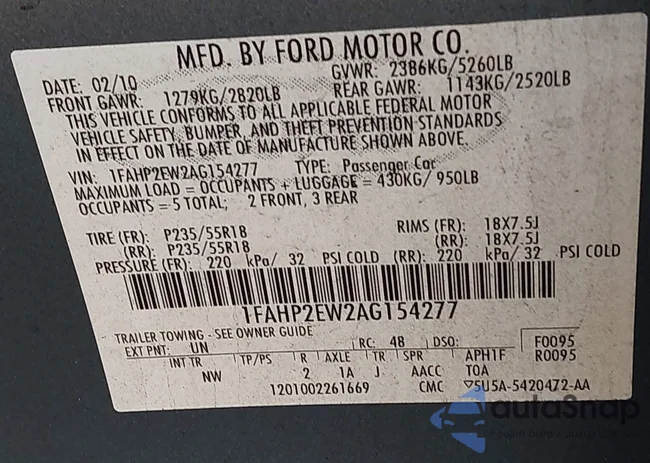 1FAHP2EW2AG154277: 40698269