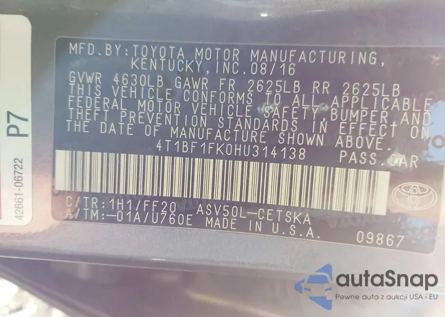 4T1BF1FK0HU314138: 40698608