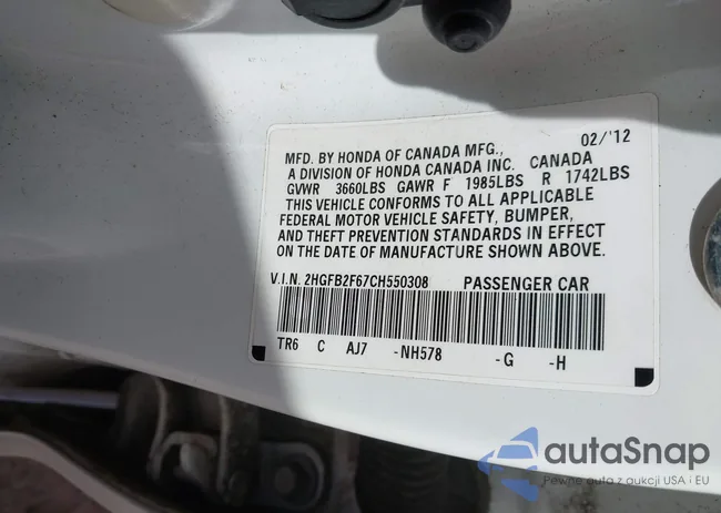 2HGFB2F67CH550308: 40699270