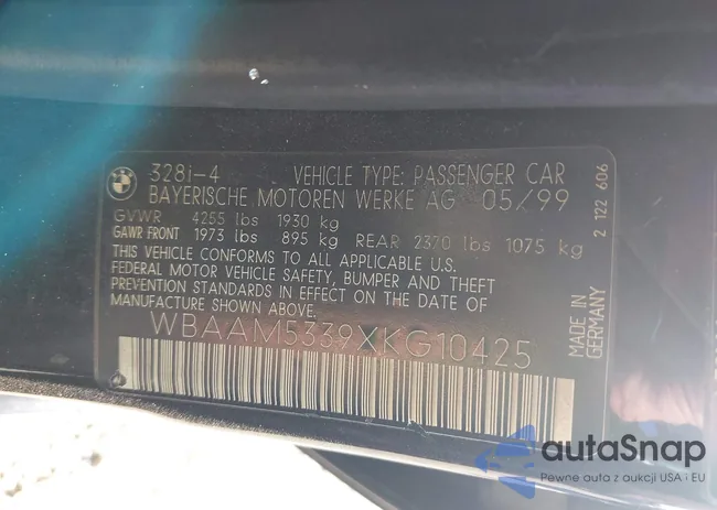 WBAAM5339XKG10425: 40701284